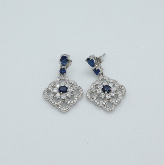 Blue Floral Earrings